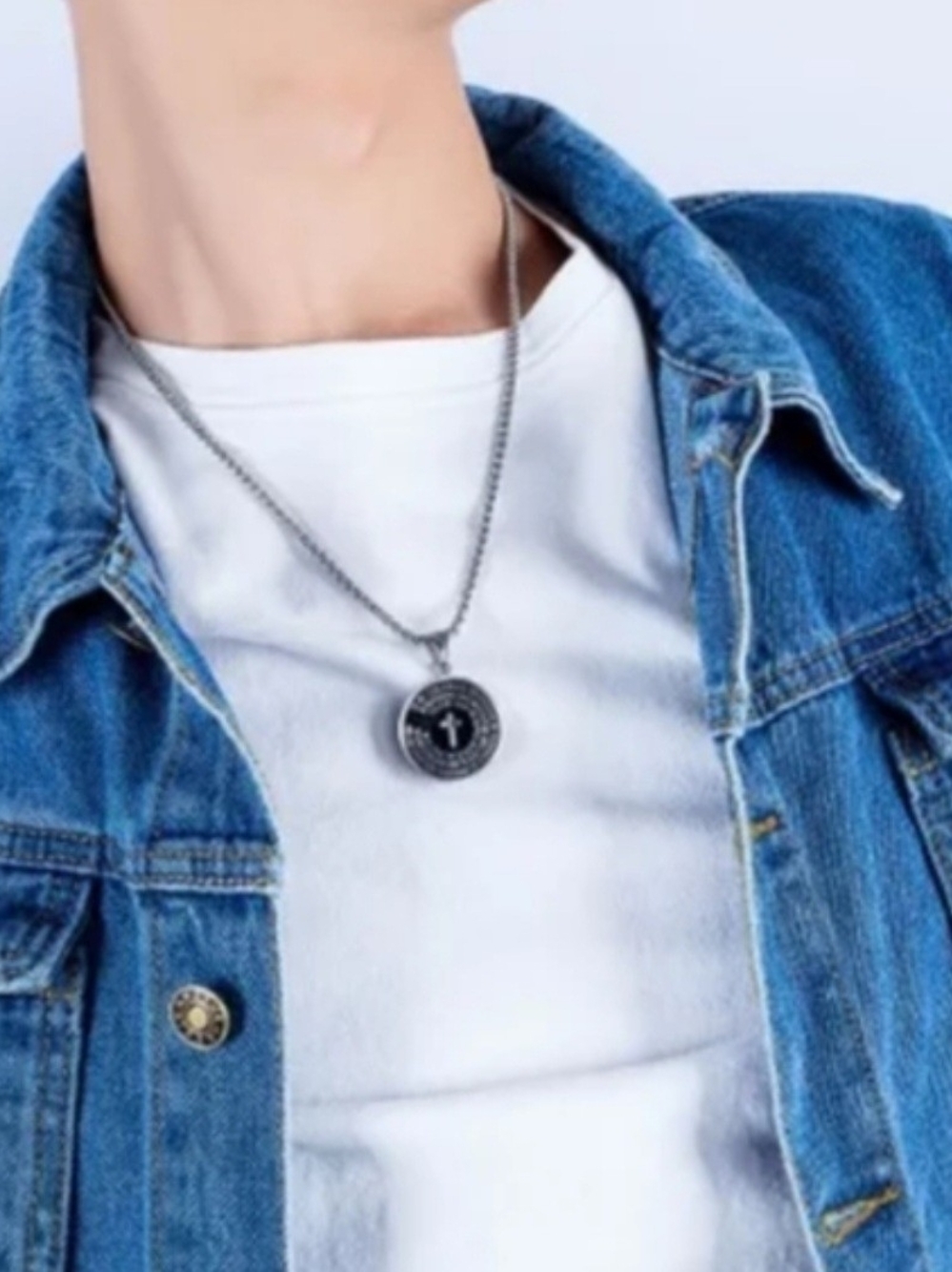 To My Son Stainless Steel Pendant Necklace with Cross On It 21.5" Chain